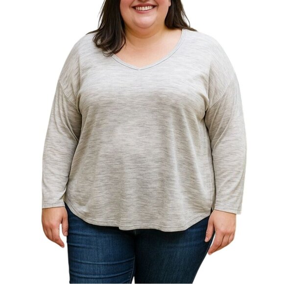 Joco Womens V-Neck Long Sleeve Gray Lightweight Top Size Large - Picture 1 of 6